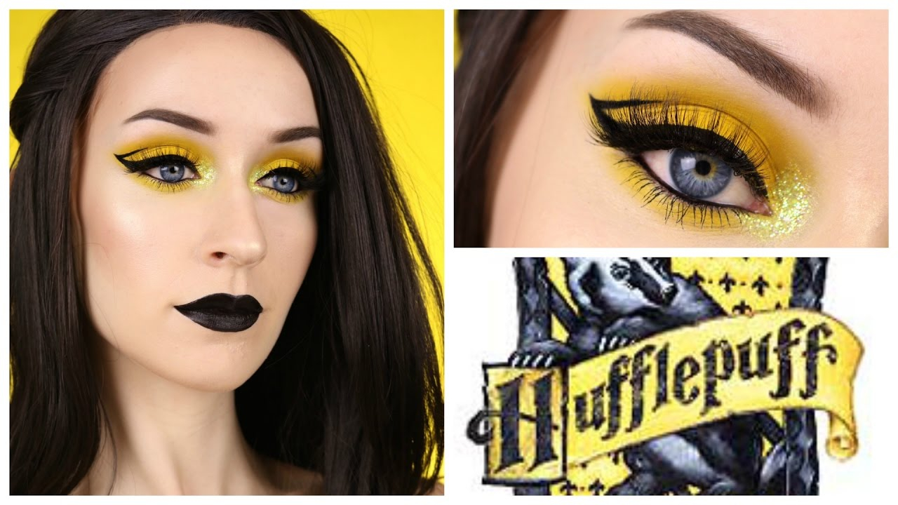 Yellow And Black Eye Makeup Hufflepuff Makeup Tutorial Neon Yellow Black Youtube